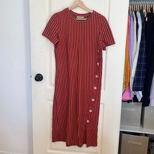 3/$30 EUC Zara colourful ribbed dress with button details in size S